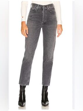 Citizen of Humanity High-Rise Straight Leg Jeans | Washed Black | Size 25